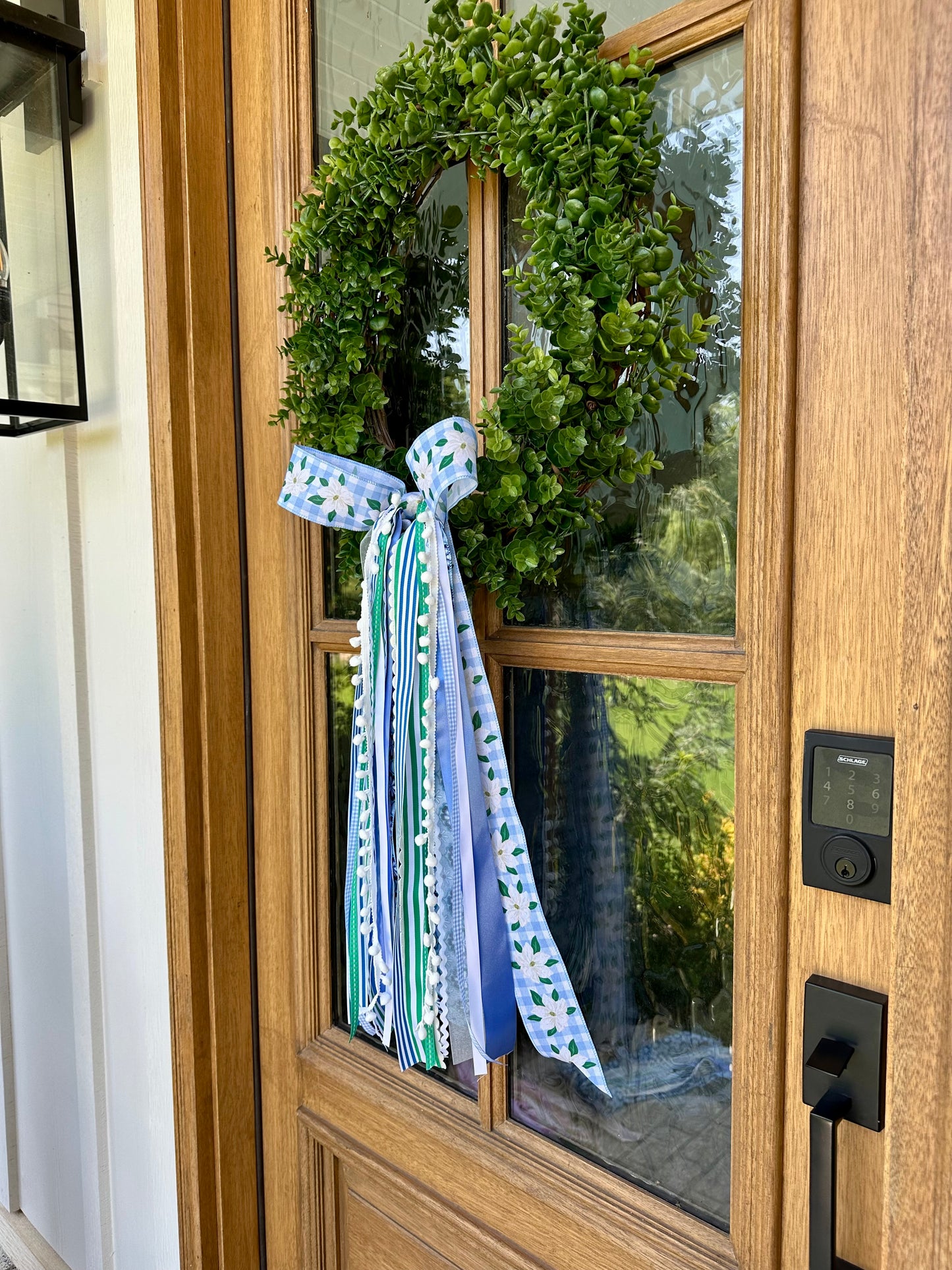 MAGNOLIA GARDEN GINGHAM WREATH