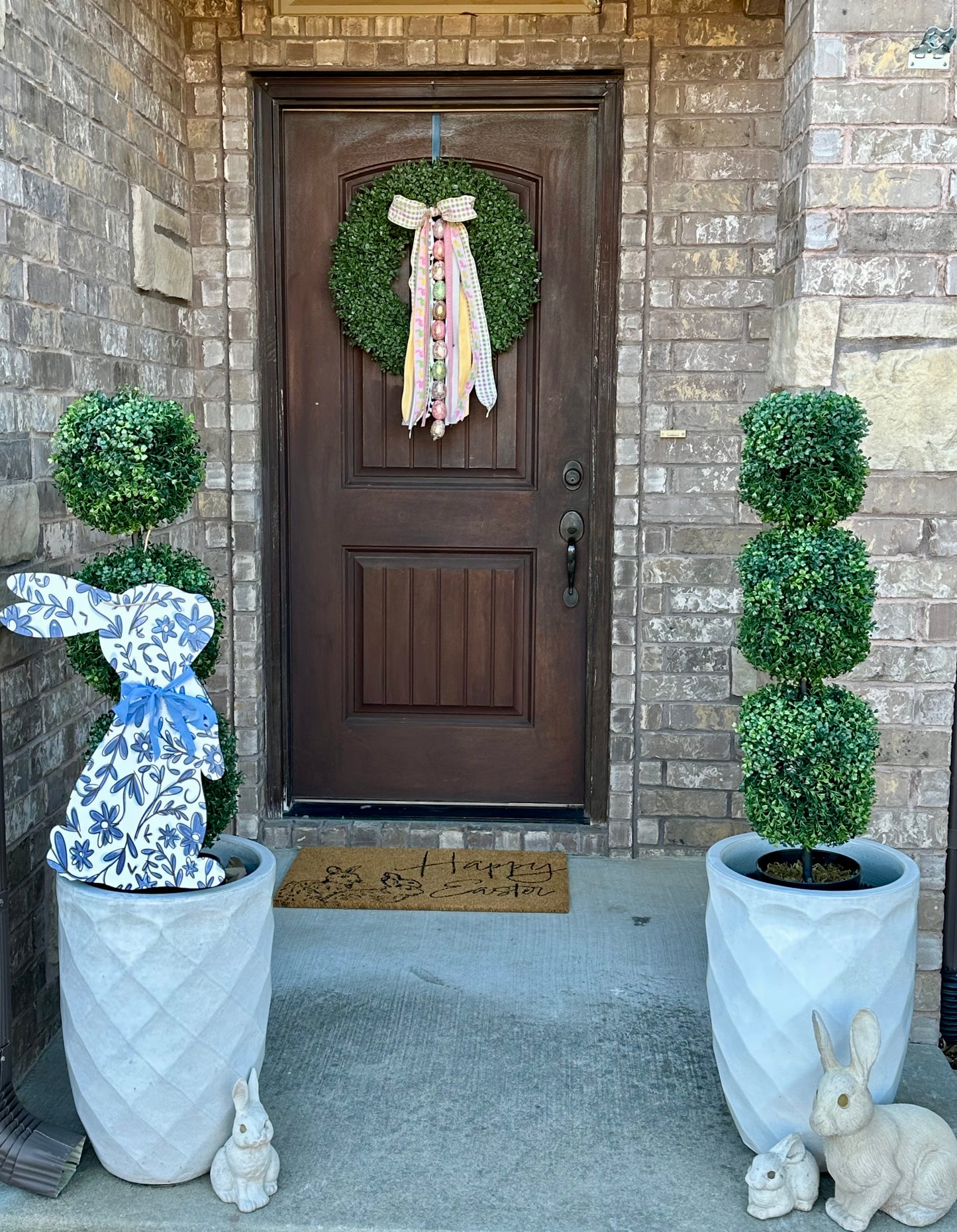 EASTER EGG ELEGANCE PINK BUNNIES WREATH