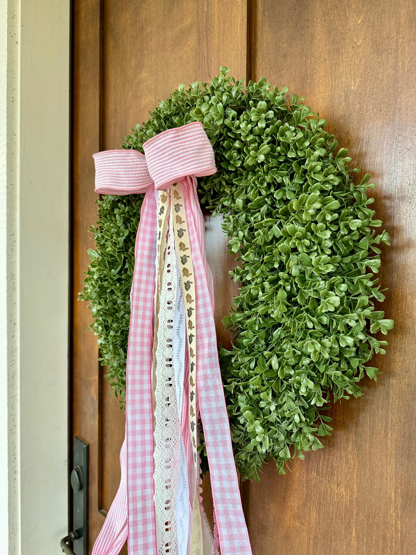 PINK SEERSUCKER BUNNY WREATH