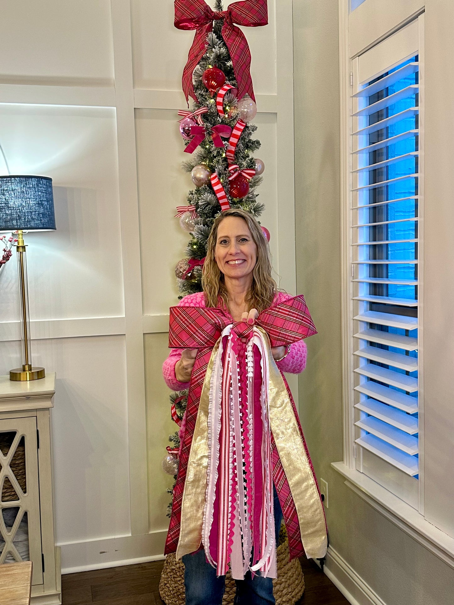 PINK PLAID VALENTINE BOWBIN