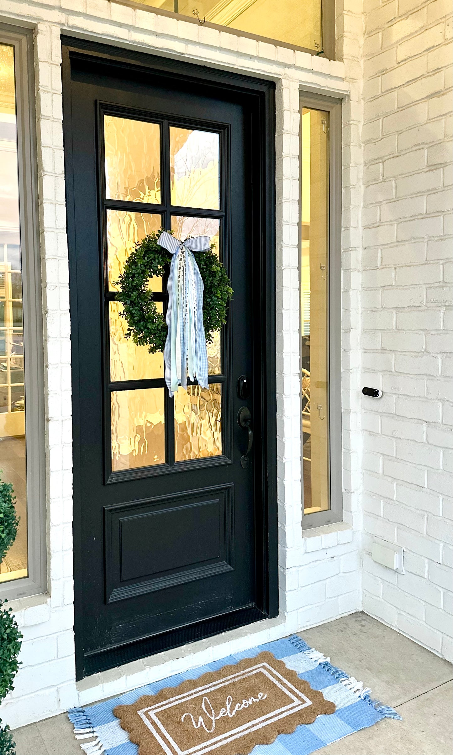 BLUE SEERSUCKER BUNNY WREATH