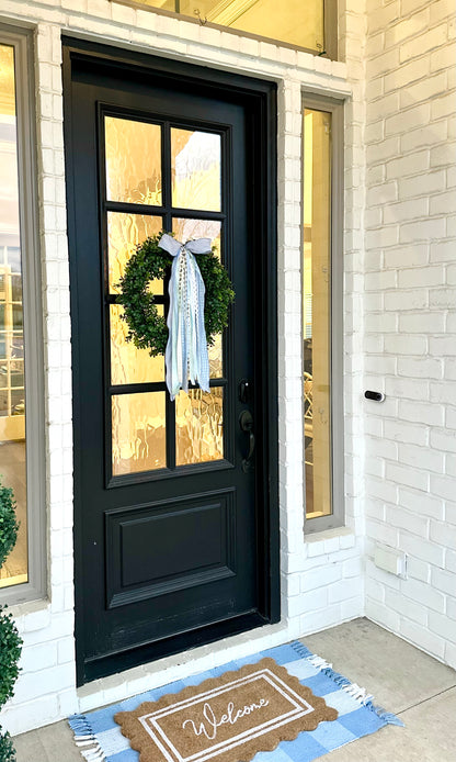 BLUE SEERSUCKER BUNNY WREATH