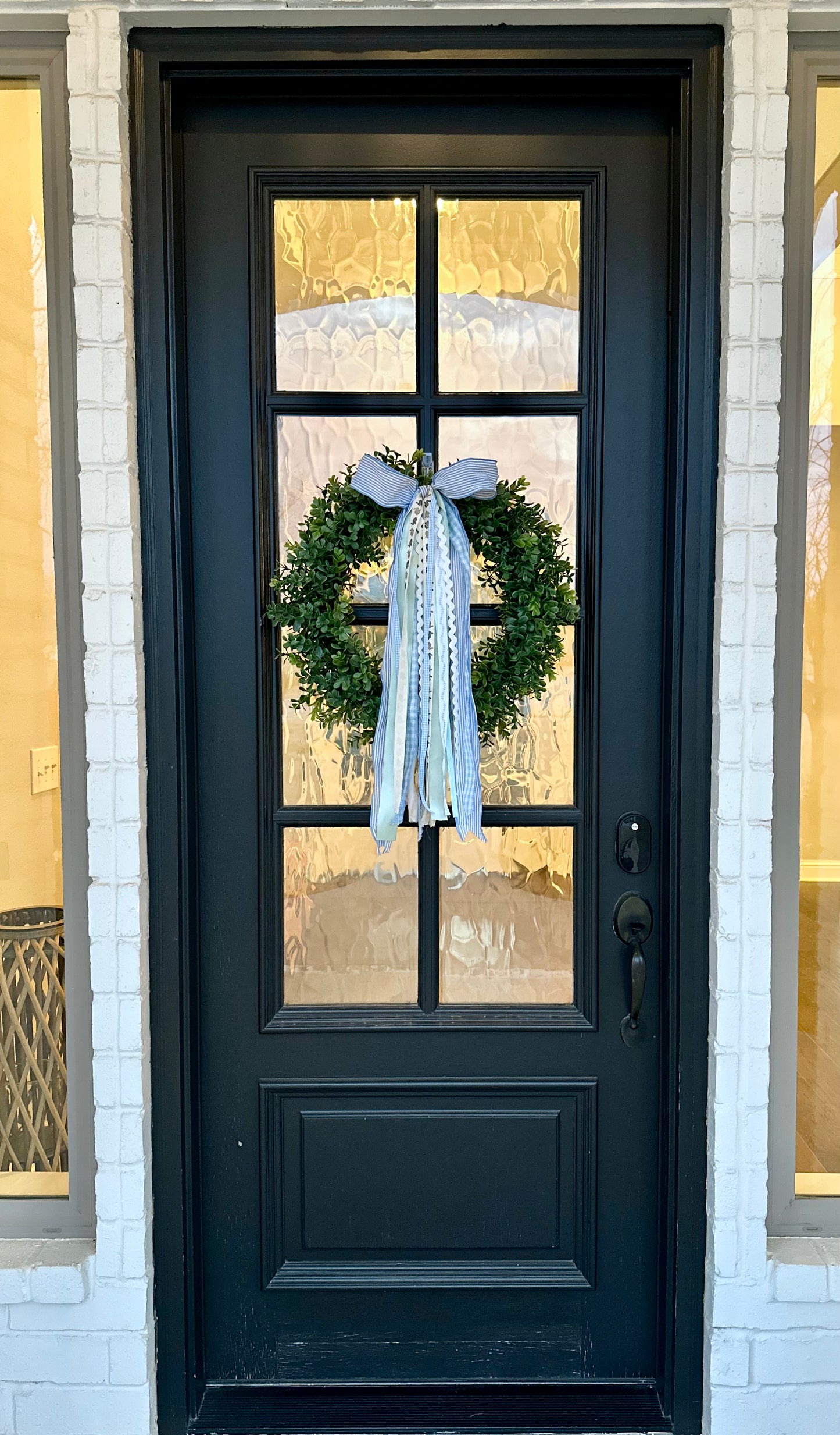BLUE SEERSUCKER BUNNY WREATH