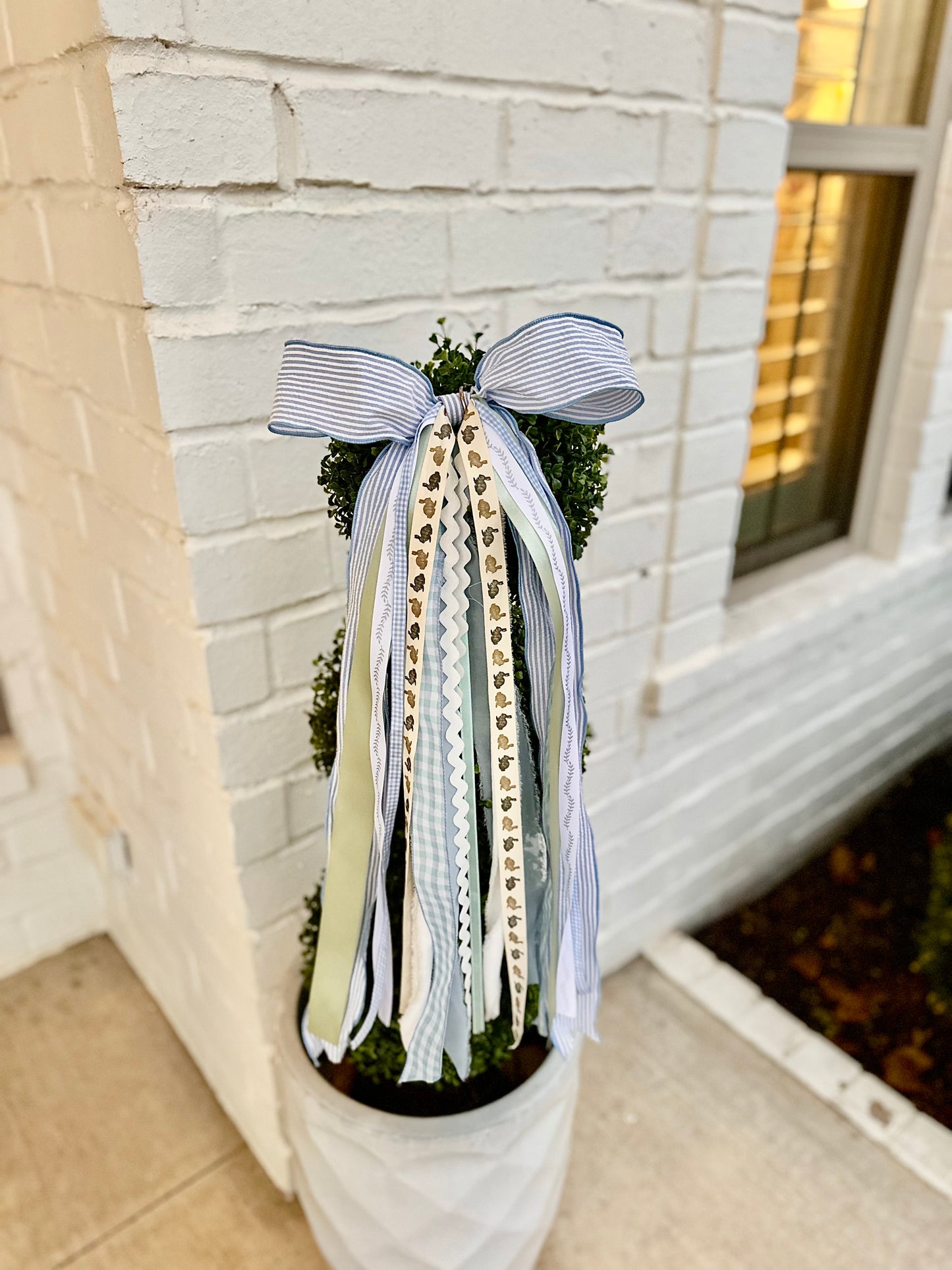 BLUE SEERSUCKER BUNNY WREATH