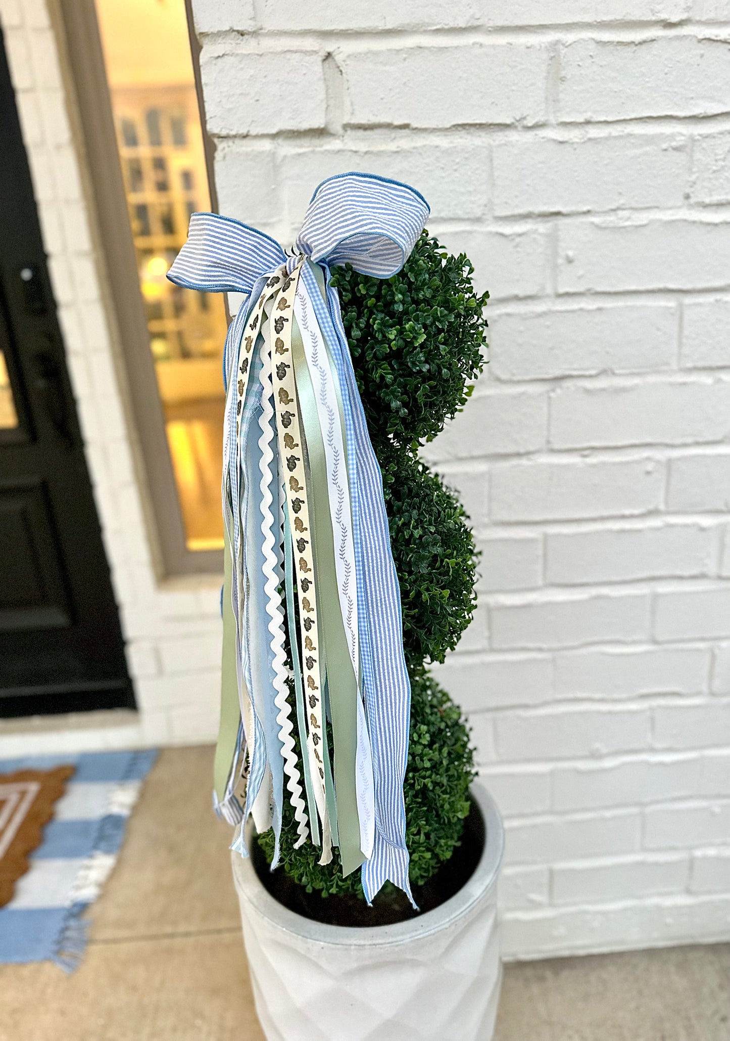 BLUE SEERSUCKER BUNNY WREATH