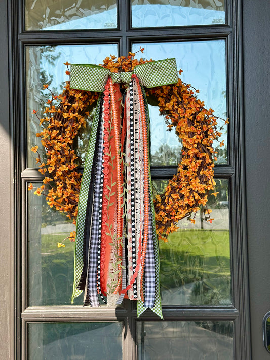 GREEN GINGHAM HARVEST WREATH