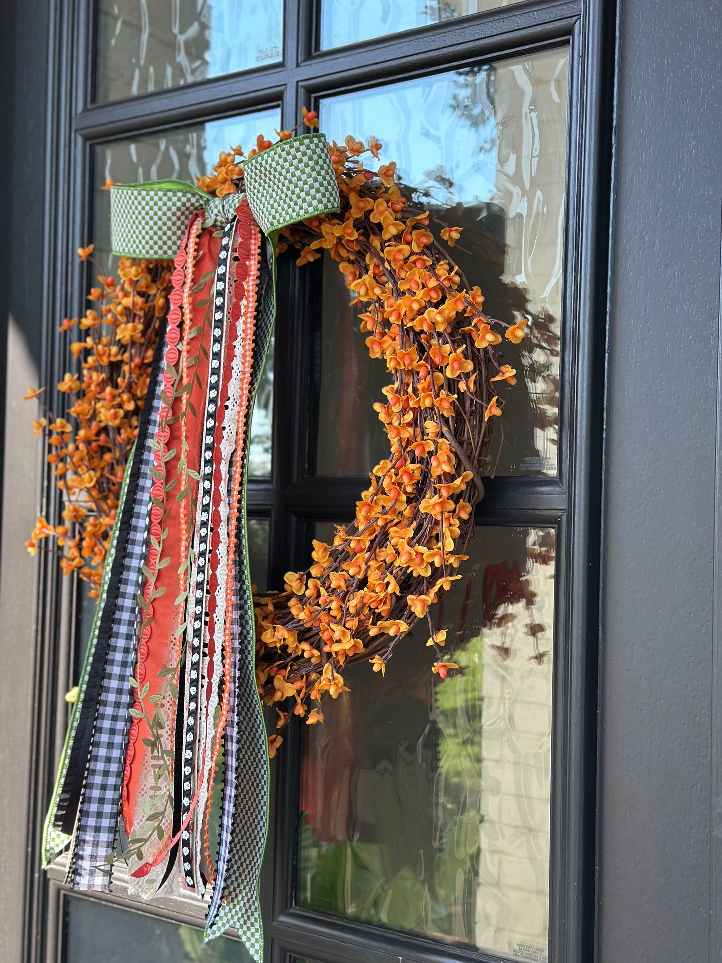 GREEN GINGHAM HARVEST WREATH