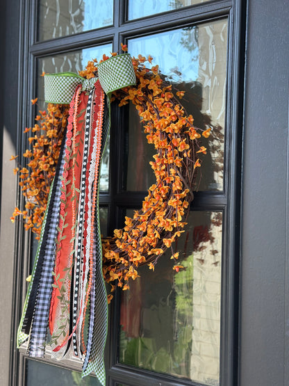 GREEN GINGHAM HARVEST WREATH