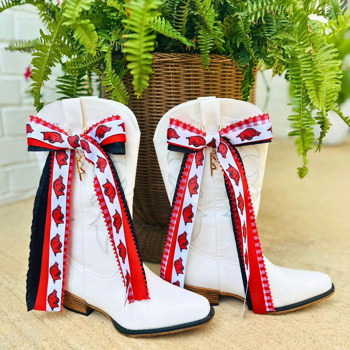 Tailgate Outfit College Gift Arkansas Boot Bows Kappa Kappa Gamma