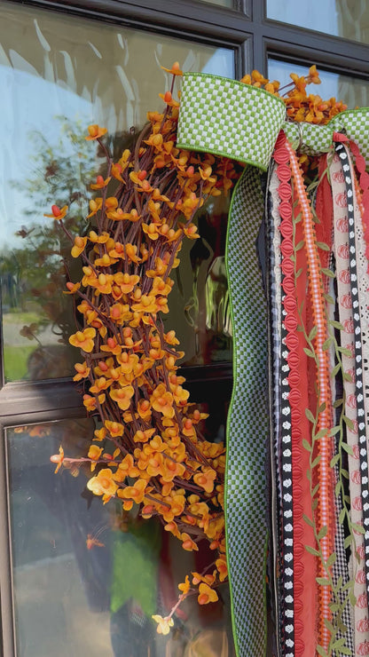 GREEN GINGHAM HARVEST WREATH