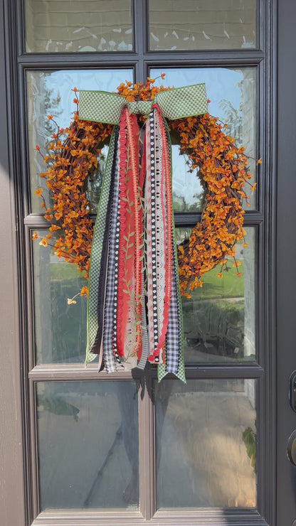 GREEN GINGHAM HARVEST WREATH