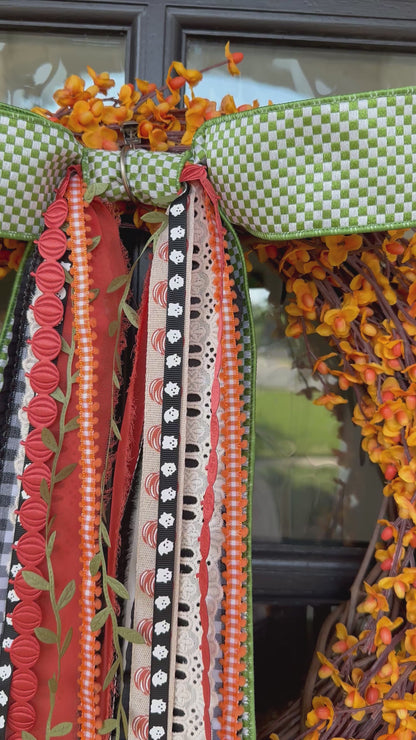 GREEN GINGHAM HARVEST WREATH